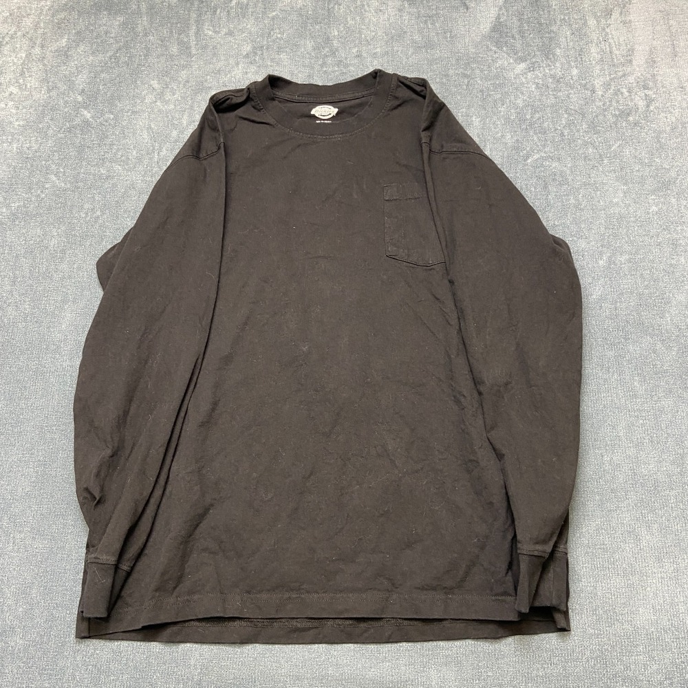 Dickies Long Sleeve T-Shirt Mens XLT Black Chest Pocket Crew Neck Pullover